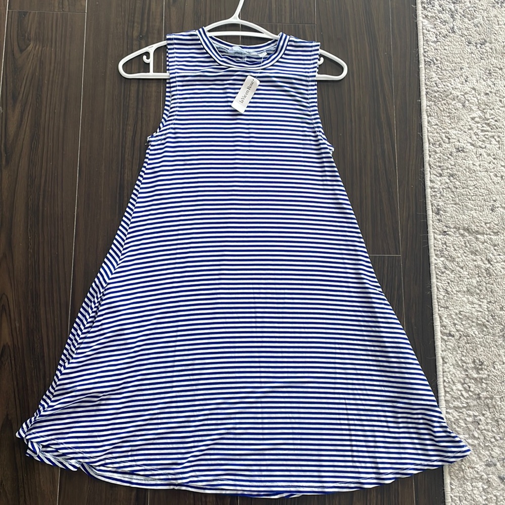 La Vie En Rose Striped Stretchy Flare Sleeveless Dress